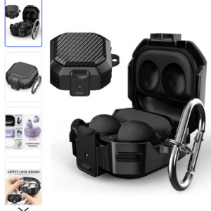 Samsung Galaxy Buds2 Pro/ Buds Pro / Buds Live / Buds 2 Case with Security Lock, Carbon Fiber Cover